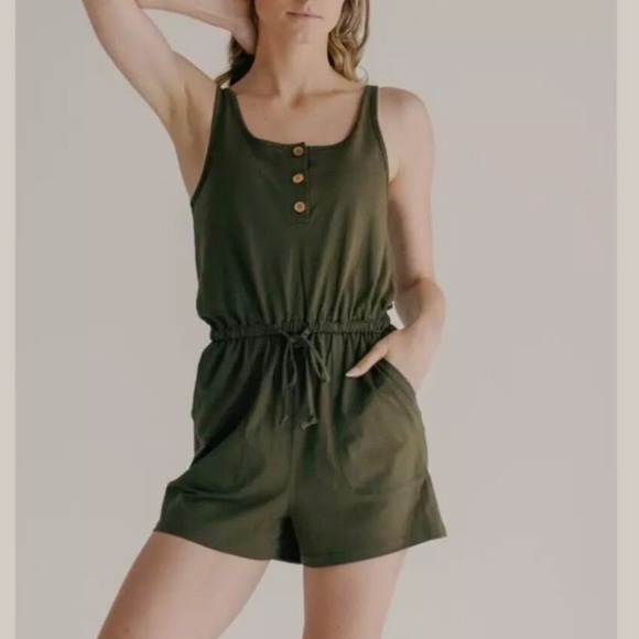 Imbodhi Pants - IMBODHI GO TO ELLA Romper Sleeveless WOMEN Small MOSS LIGHTWEIGHT COMFORT USA